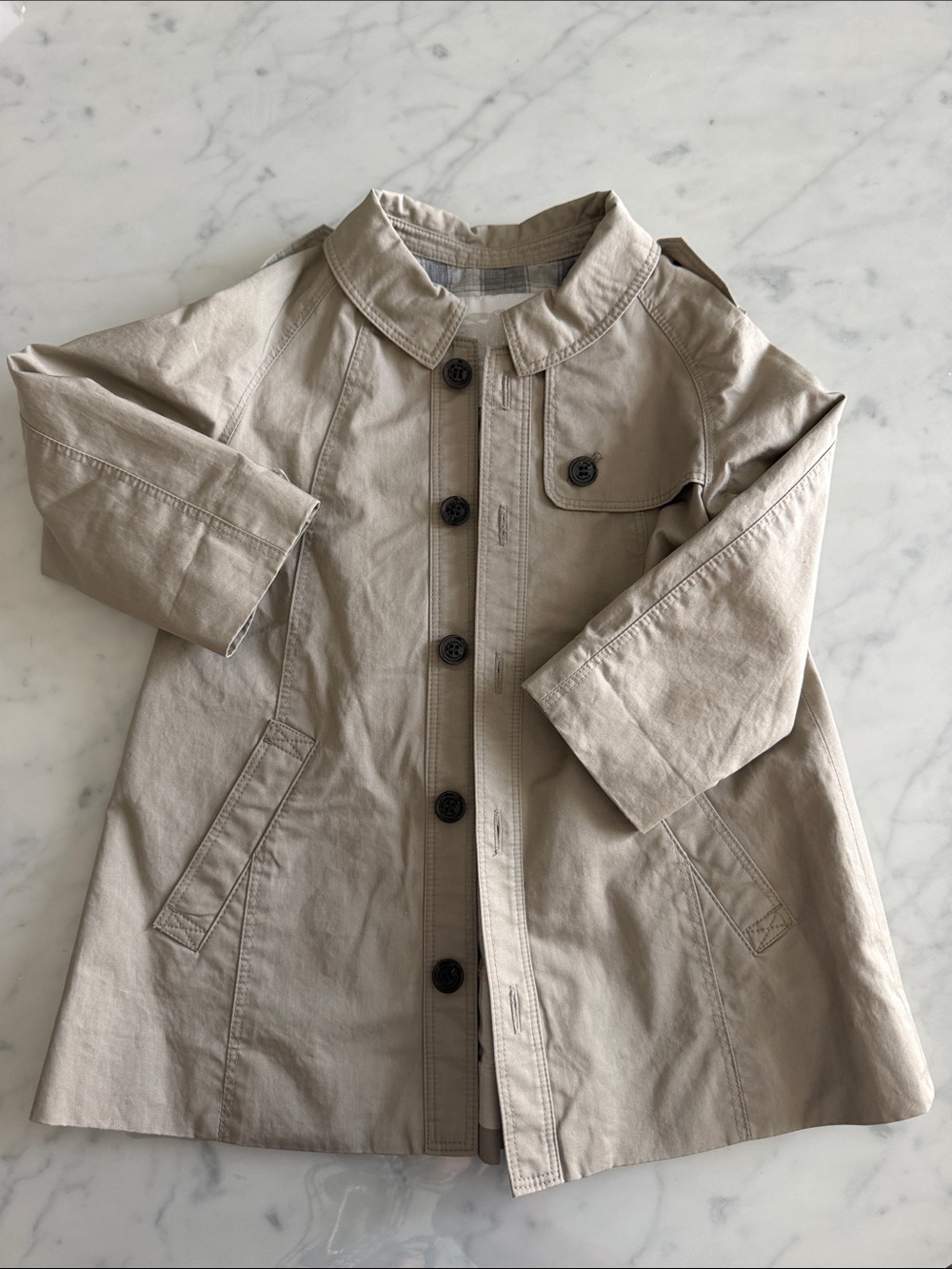 Burberry Beige Kids Trench Coat - Button-Front Raincoat